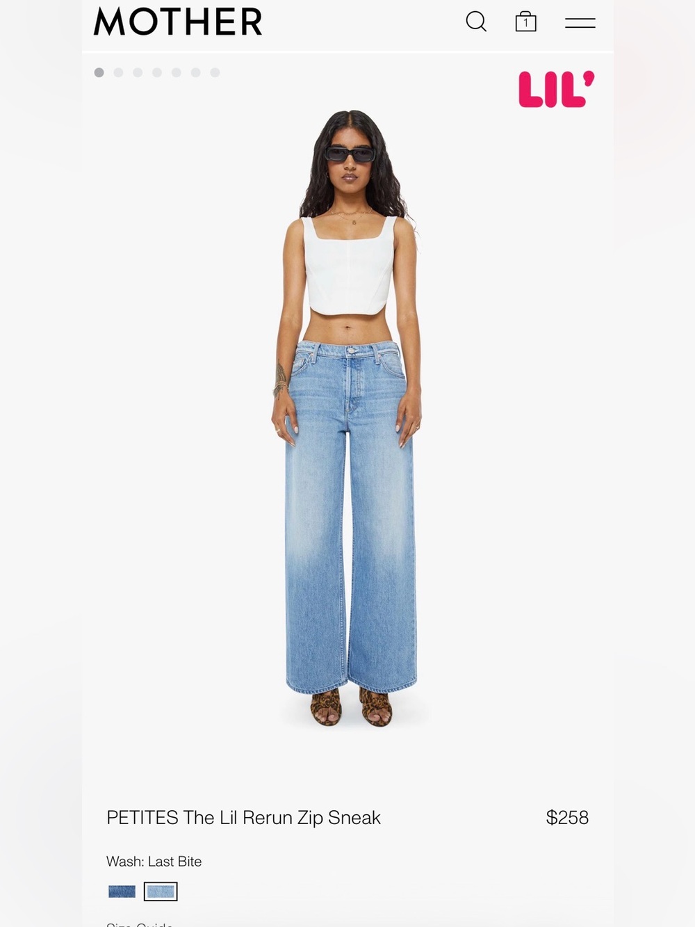 MOTHER Wide-Leg Lil Rerun Jeans in Light Blue Wash